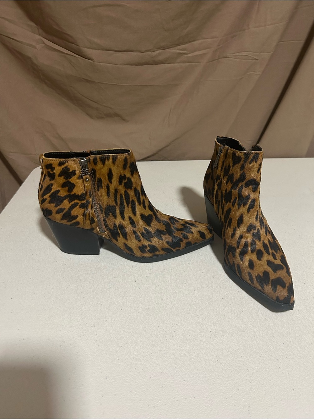 Sam Edelman Leopard Print Ankle Booties in Brown and Black